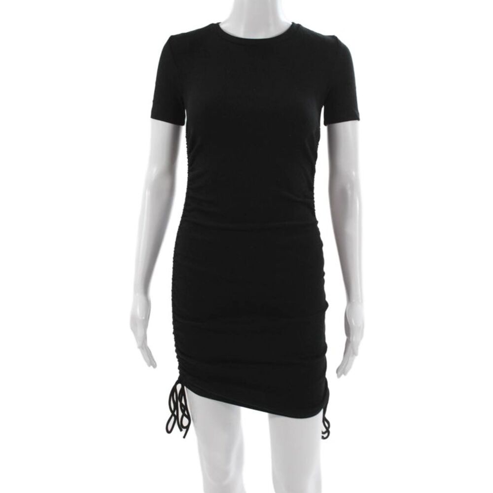 Zara Womens Bodycon Mini Dress Black Short Sleeve Crew Neck Cotton Size S